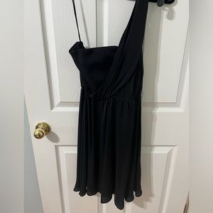 Alice + Olivia Black Silk One Shoulder Dress Size 6